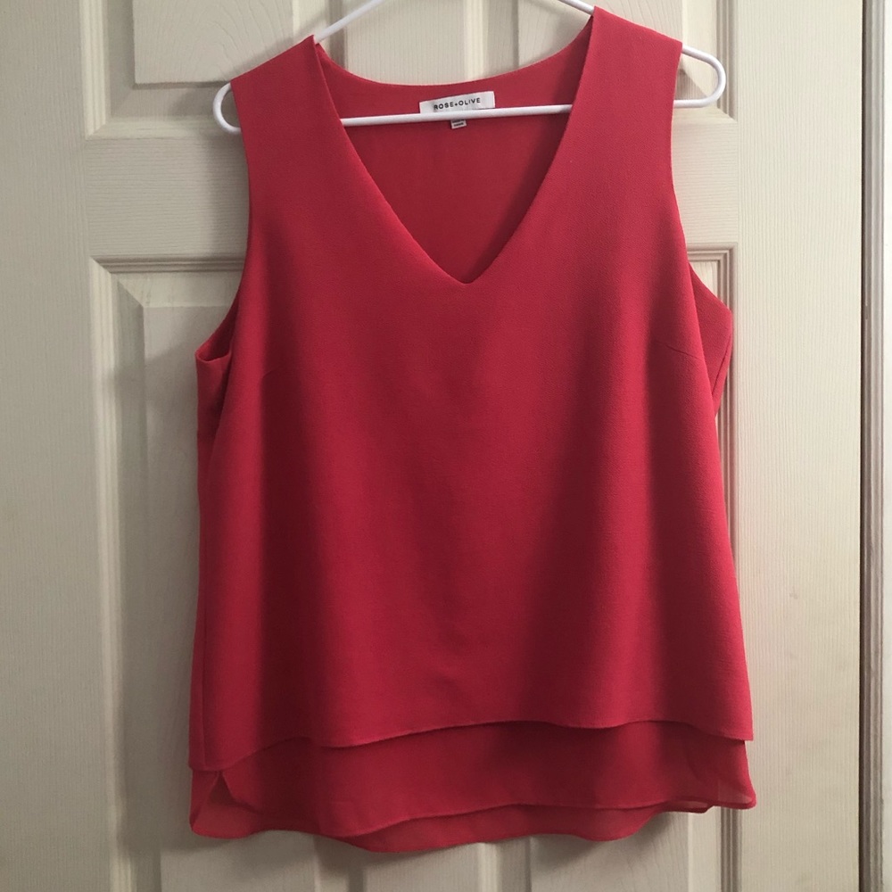 2/$10 Coral layered sleeveless blouse size Large